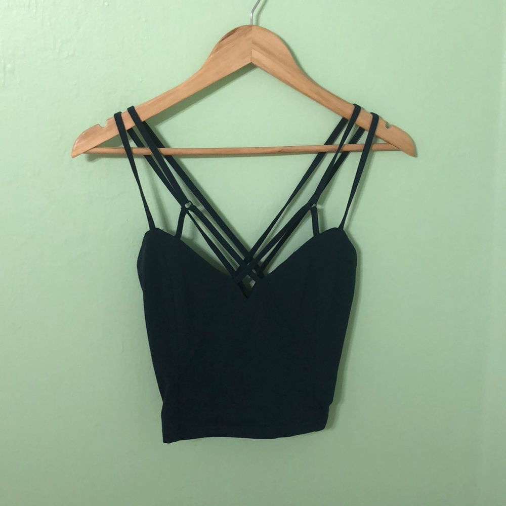 Dark Blue Cross-Cross Crop Top